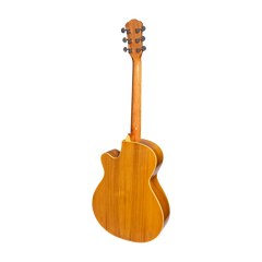 Martinez Jazz Hybrid Acoustic Gloss Small Body Cutaway Guitar (Jati-Teakood)
