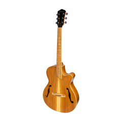 Martinez Jazz Hybrid Acoustic Gloss Small Body Cutaway Guitar (Jati-Teakood)