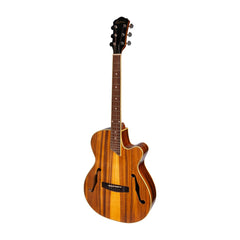 Martinez Jazz Hybrid Acoustic Gloss Small Body Cutaway Guitar (Koa)