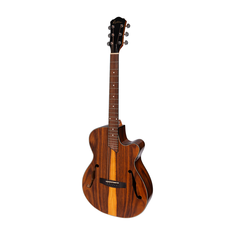 Martinez Jazz Hybrid Acoustic Gloss Small Body Cutaway Guitar (Rosewood)