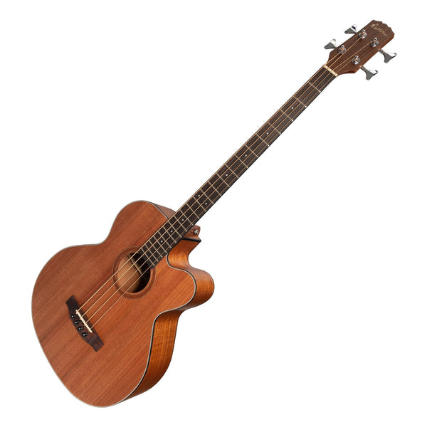 Martinez 'Natural Series' Solid Mahogany Top Acoustic-Electric Cutaway Bass Guitar (Open Pore) *Available in Left-Hand