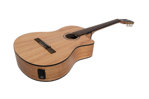 Martinez 'Slim Jim' Full Size Electric Classical Guitar with Pickup/Tuner Cutaway (Mindi-Wood)