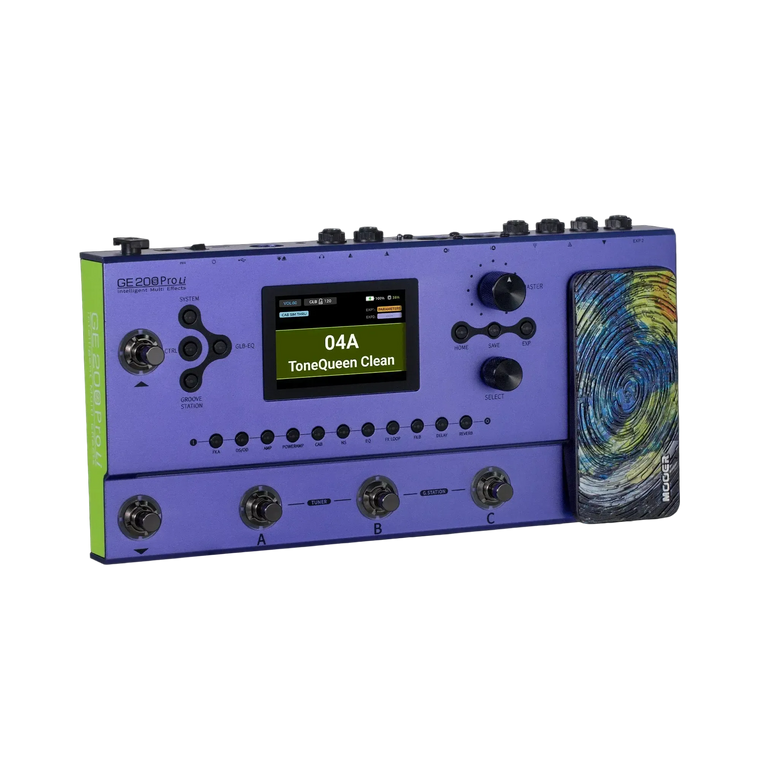 Mooer GE-200 Pro Li (Rechargeable) Guitar Multi-Effects Processor (Purple)