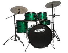 Sonic Drive 5-Piece Performer Series Drum Kit with Silent Cymbals (Green Sparkle)