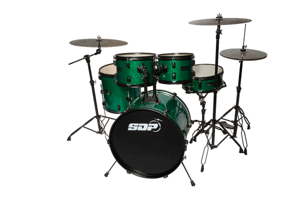Sonic Drive 5-Piece Performer Series Drum Kit with Silent Cymbals (Green Sparkle)