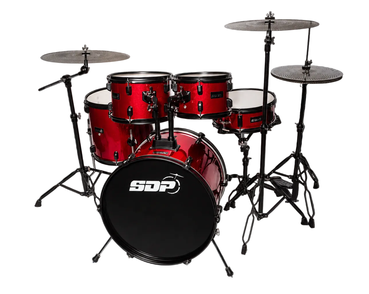 Sonic Drive 5-Piece Performer Series Drum Kit with Silent Cymbals (Red)