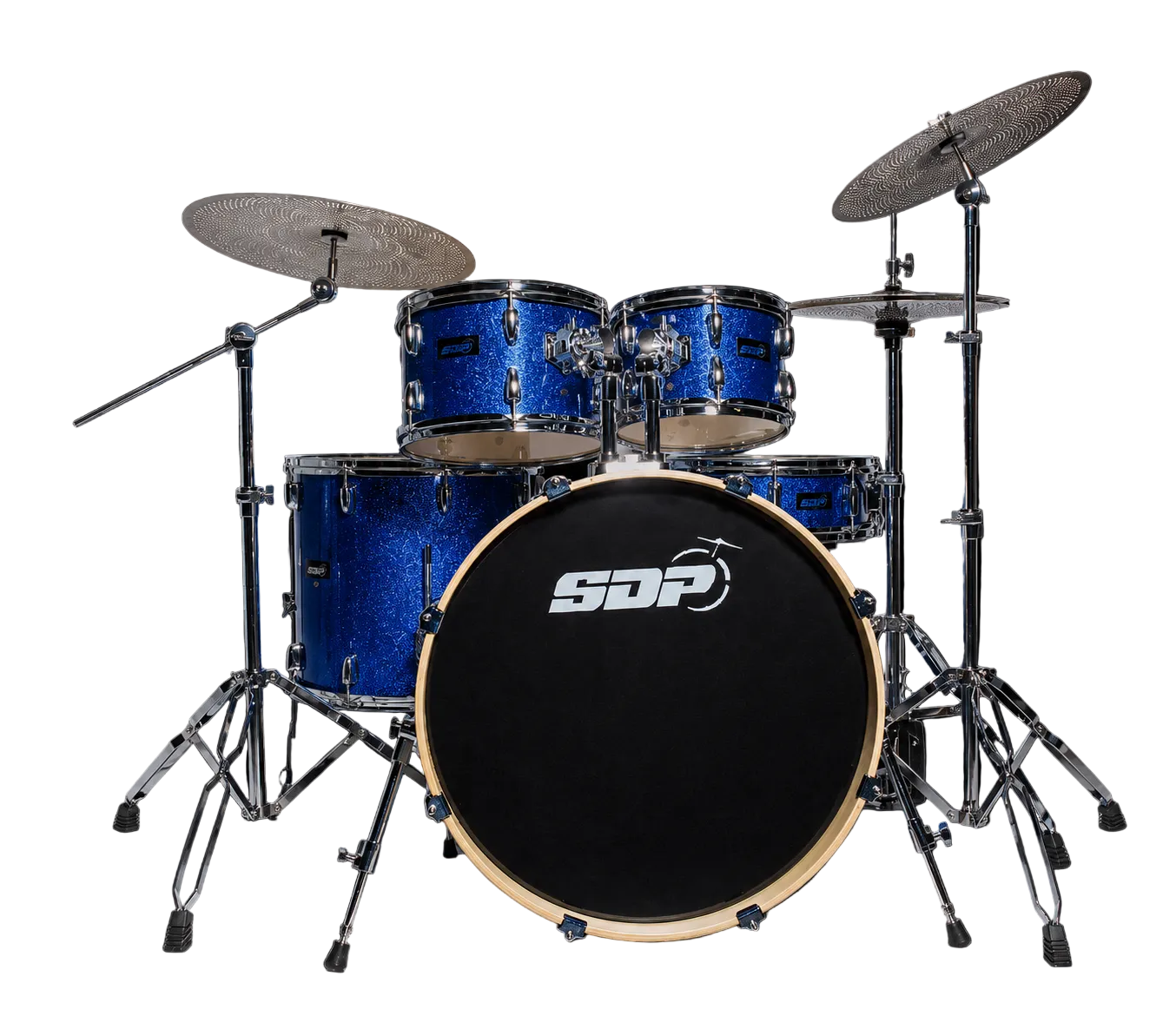 Sonic Drive 5-Piece Stage Series Drum Kit with Silent Cymbals (Blue Sparkle)