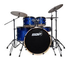 Sonic Drive 5-Piece Stage Series Drum Kit with Silent Cymbals (Blue Sparkle)