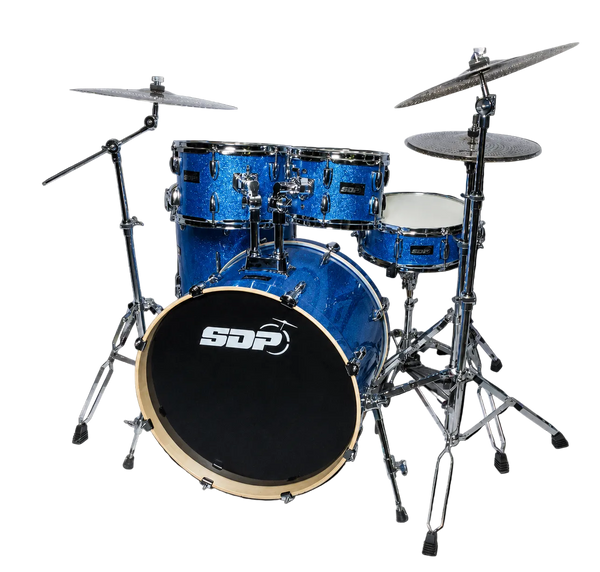 Sonic Drive 5-Piece Stage Series Drum Kit with Silent Cymbals (Blue Sparkle)
