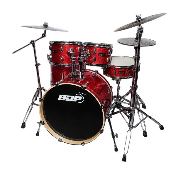 Sonic Drive 5-Piece Stage Series Drum Kit with Silent Cymbals (Red Sparkle)