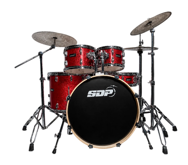 Sonic Drive 5-Piece Stage Series Drum Kit with Silent Cymbals (Red Sparkle)