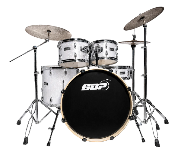 Sonic Drive 5-Piece Stage Series Drum Kit with Silent Cymbals (White Sparkle)
