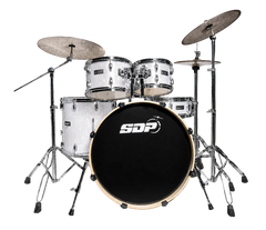Sonic Drive 5-Piece Stage Series Drum Kit with Silent Cymbals (White Sparkle)