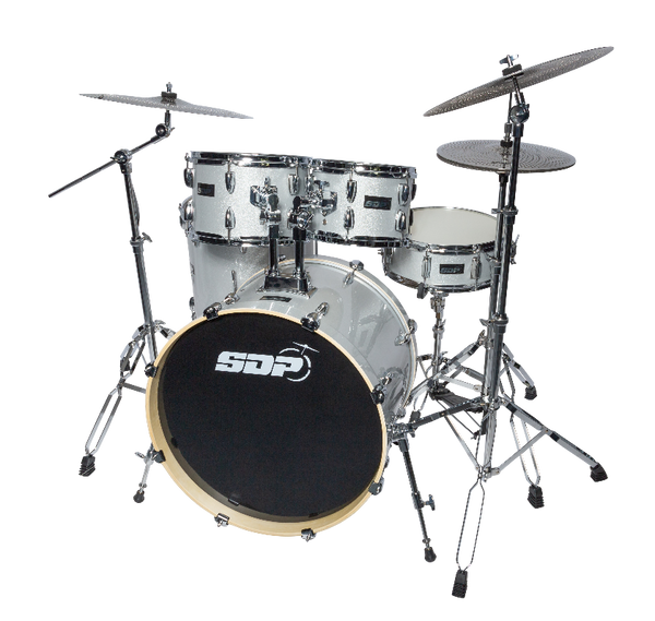 Sonic Drive 5-Piece Stage Series Drum Kit with Silent Cymbals (Silver Sparkle)