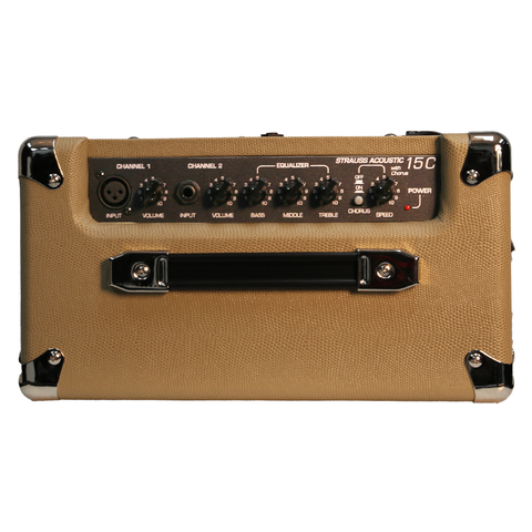 STRAUSS 15W ACOU AMPLIFIER W/CHORUS & MIC