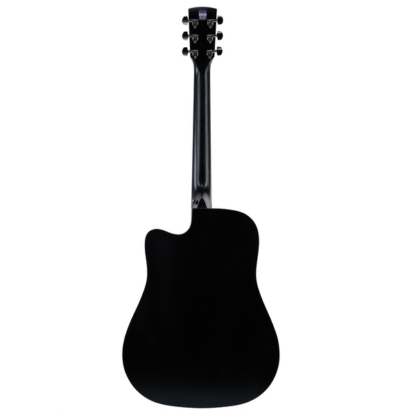 Saga '600 Series' Spruce Top Dreadnought Acoustic-Electric Cutaway Guitar (Black)