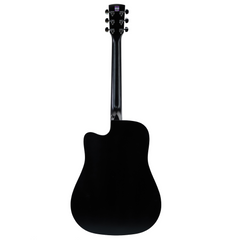 Saga '600 Series' Spruce Top Dreadnought Acoustic-Electric Cutaway Guitar (Black)