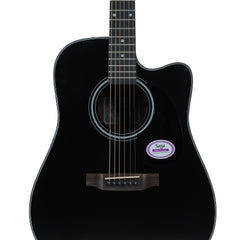 Saga '600 Series' Spruce Top Dreadnought Acoustic-Electric Cutaway Guitar (Black)