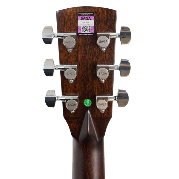 Saga A1DCE All Solid Spruce Sapele Acoustic-Electric Guitar (Natural)