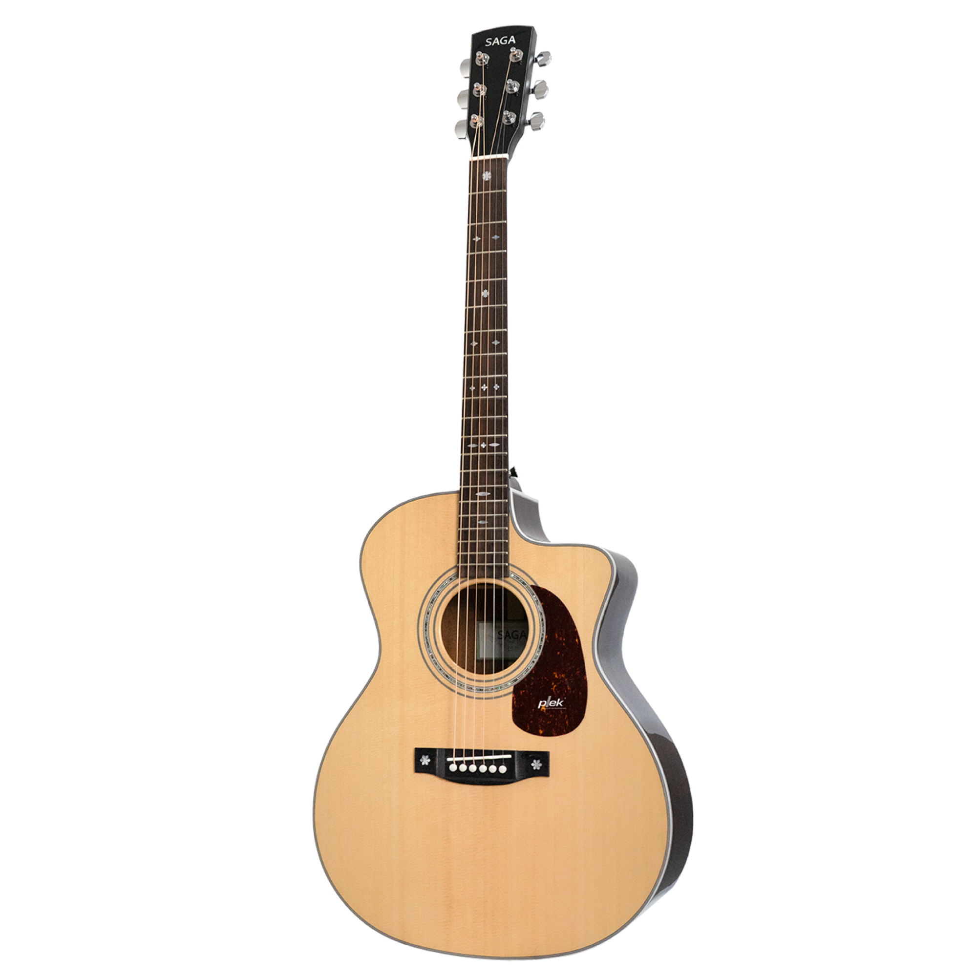 Saga A1GCE All Solid Spruce Sapele Acoustic-Electric Guitar (Natural)