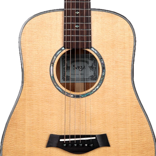 Saga BB1 All Solid Small Body Travel Acoustic Guitar (Natural)