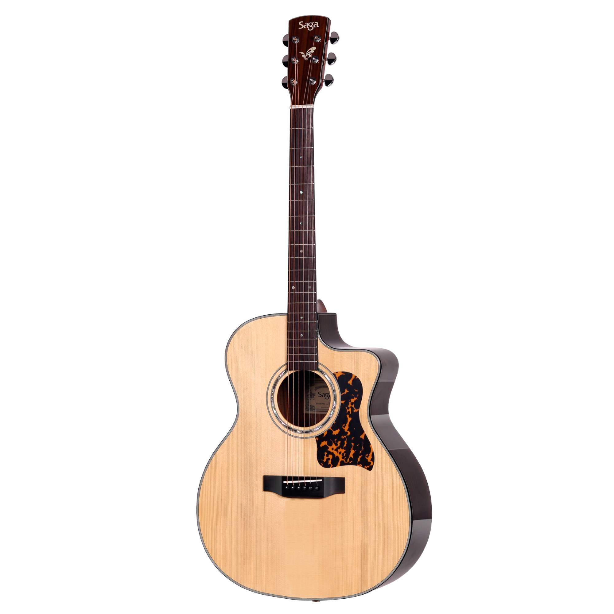Saga G20C Solid Top Folk Cutaway Acoustic-Electric Guitar (Natural)
