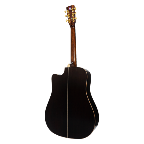 Saga SL65C All-Solid Spruce Rosewood Acoustic Dreadnought Guitar (Natural)