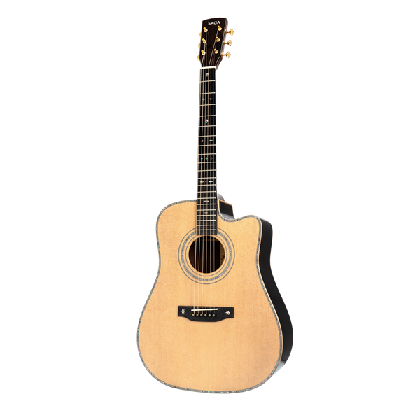 Saga SL68C All-Solid Spruce Mahogany Acoustic Dreadnought Guitar (Natural)