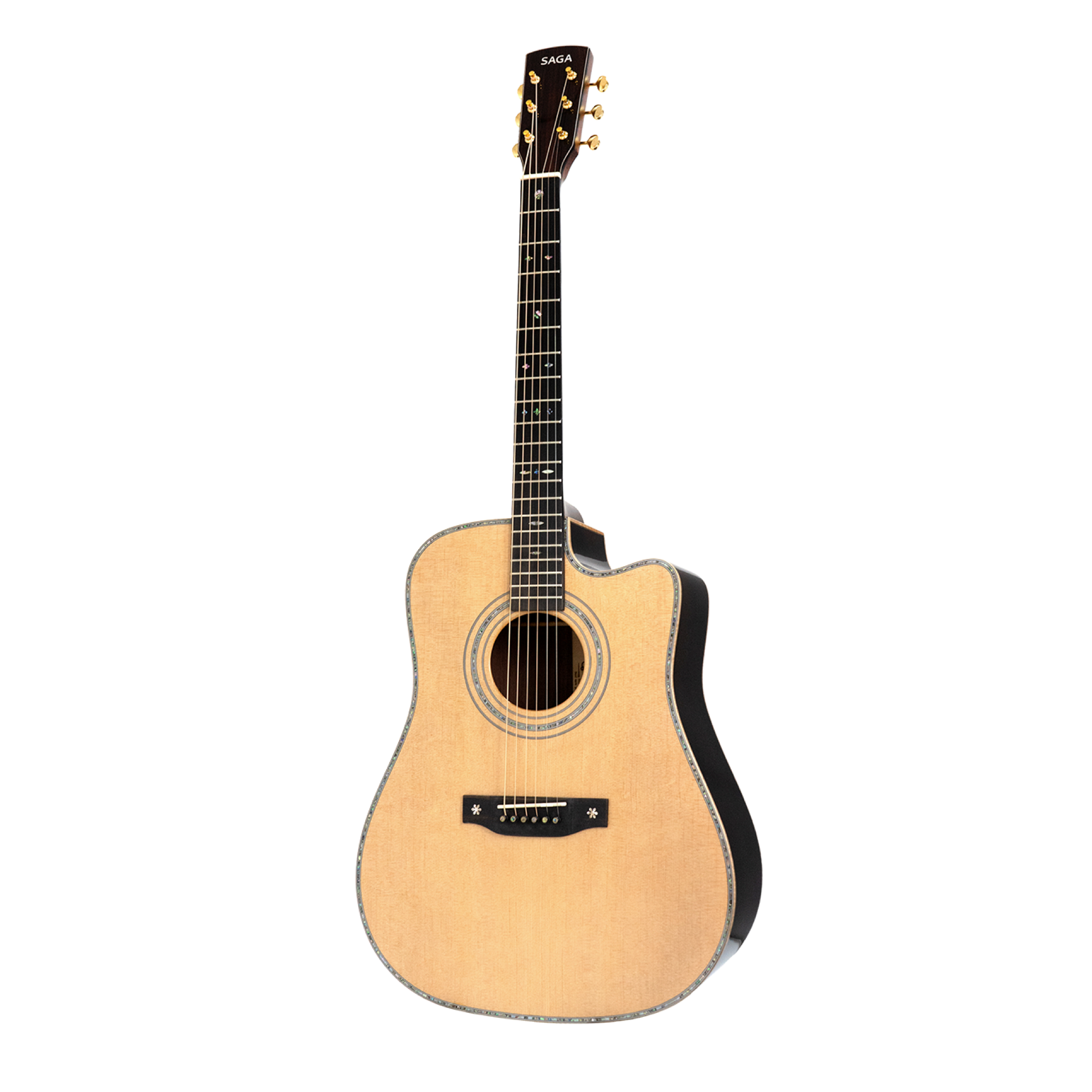 Saga SL68C All-Solid Spruce Mahogany Acoustic Dreadnought Guitar (Natural)