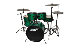 Sonic Drive 5-Piece Performer Series Drum Kit with Silent Cymbals (Green Sparkle)