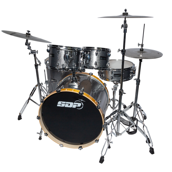 Sonic Drive 5-Piece Pro PLUS Series Drum Kit with Silent Cymbals (Iron Grey Sparkle)