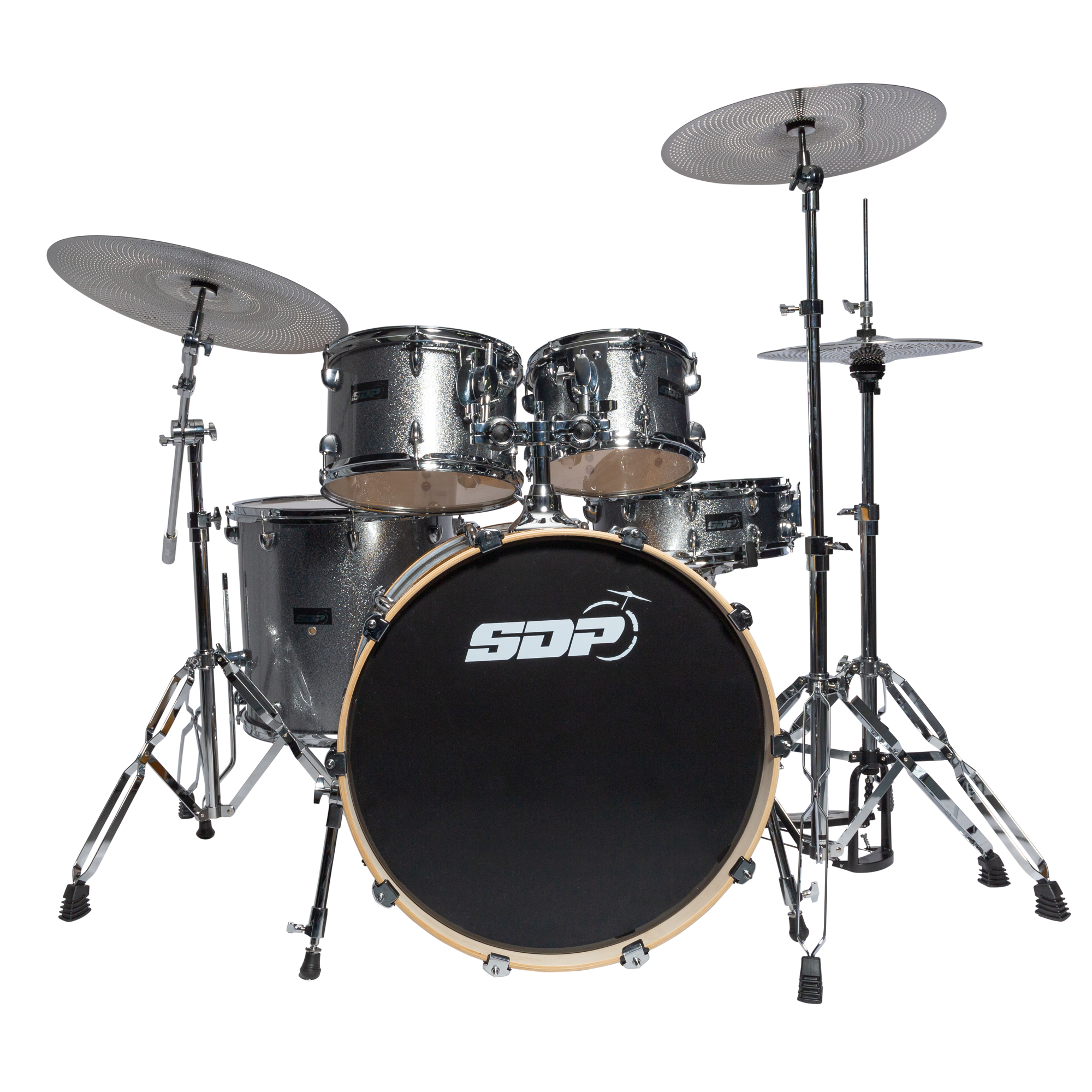 Sonic Drive 5-Piece Pro PLUS Series Drum Kit with Silent Cymbals (Iron Grey Sparkle)