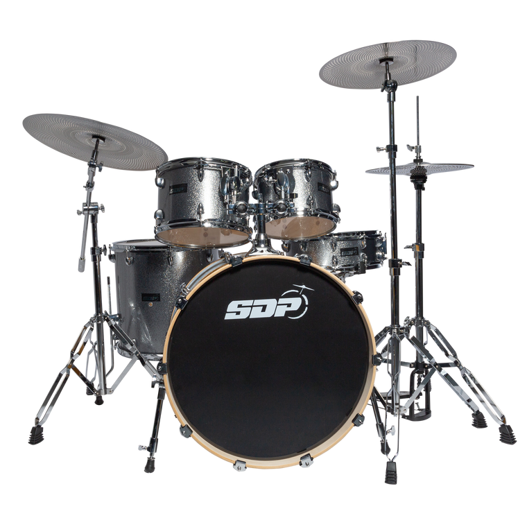 Sonic Drive 5-Piece Pro PLUS Series Drum Kit with Silent Cymbals (Iron Grey Sparkle)