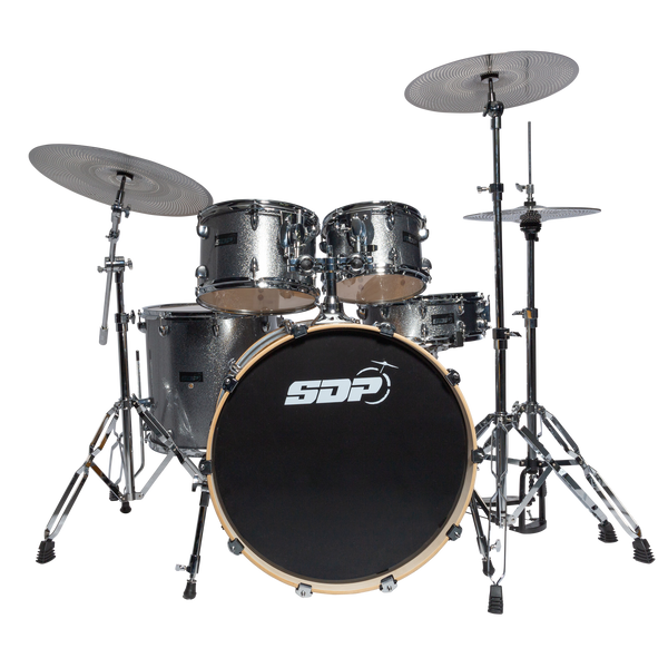Sonic Drive 5-Piece Pro PLUS Series Drum Kit with Silent Cymbals (Iron Grey Sparkle)