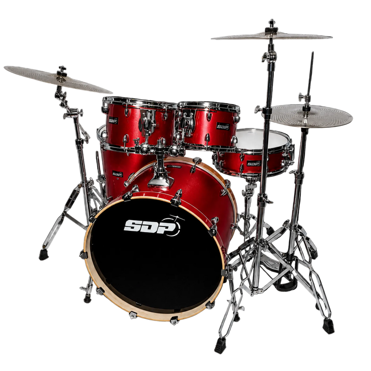 Sonic Drive 5-Piece Pro PLUS Series Drum Kit with Silent Cymbals (Red Sparkle)