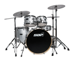 Sonic Drive 5-Piece Pro Series Drum Kit with Silent Cymbals (Metallic Silver)