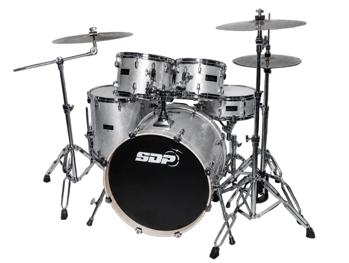 Sonic Drive 5-Piece Pro Series Drum Kit with Silent Cymbals (Metallic Silver)
