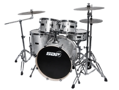 Sonic Drive 5-Piece Pro Series Drum Kit with Silent Cymbals (Metallic Silver)