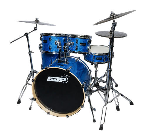 Sonic Drive 5-Piece Stage Series Drum Kit with Silent Cymbals (Blue Sparkle)