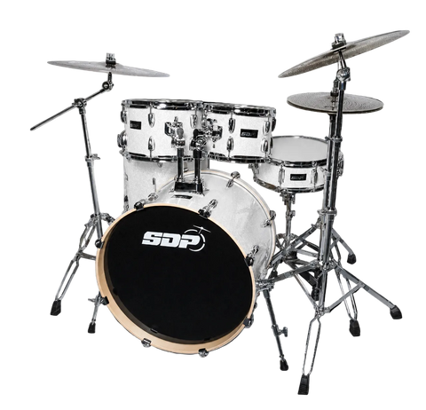 Sonic Drive 5-Piece Stage Series Drum Kit with Silent Cymbals (White Sparkle)