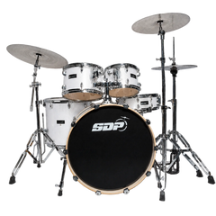 Sonic Drive 5-Piece Pro PLUS Series Drum Kit with Silent Cymbals (White Sparkle)