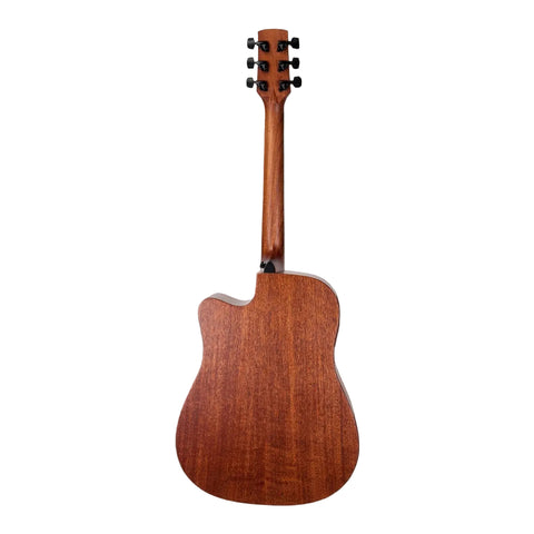 Timberidge Mahogany Solid Top Acoustic Dreadnought Cutaway Guitar (Natural Satin)
