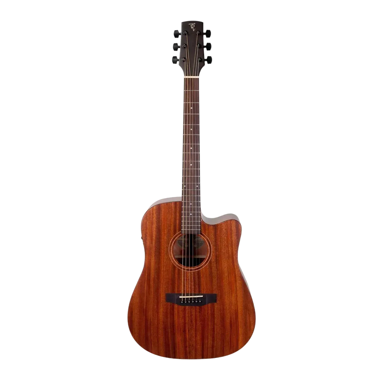 Timberidge Mahogany Solid Top Acoustic Dreadnought Cutaway Guitar (Natural Satin)