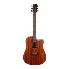 Timberidge Mahogany Solid Top Acoustic Dreadnought Cutaway Guitar (Natural Satin)
