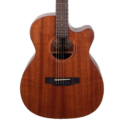 Timberidge Mahogany Solid Top Acoustic Electric Small Body Cutaway Guitar (Natural Satin)