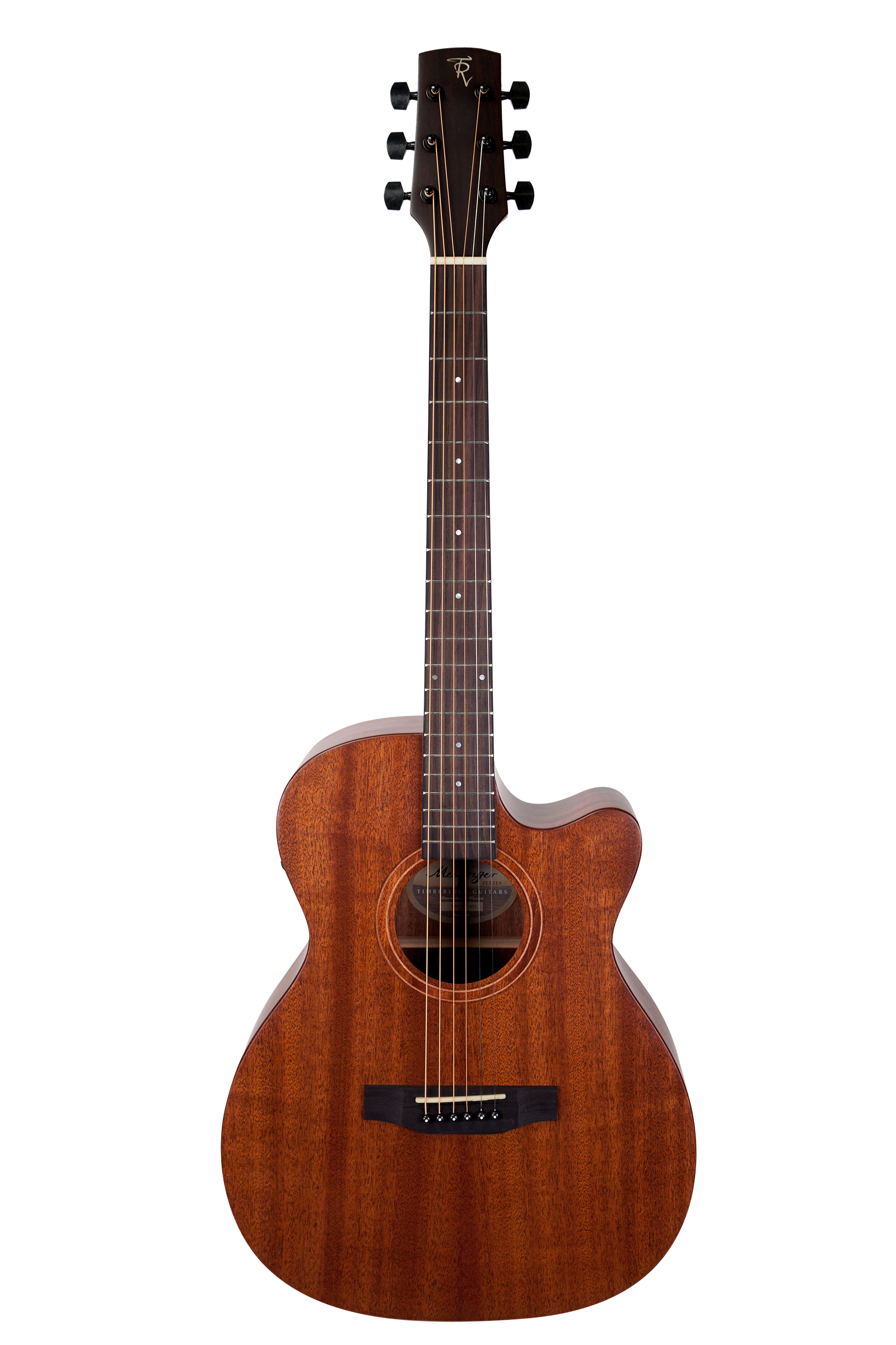 Timberidge Mahogany Solid Top Acoustic Electric Small Body Cutaway Guitar (Natural Satin)