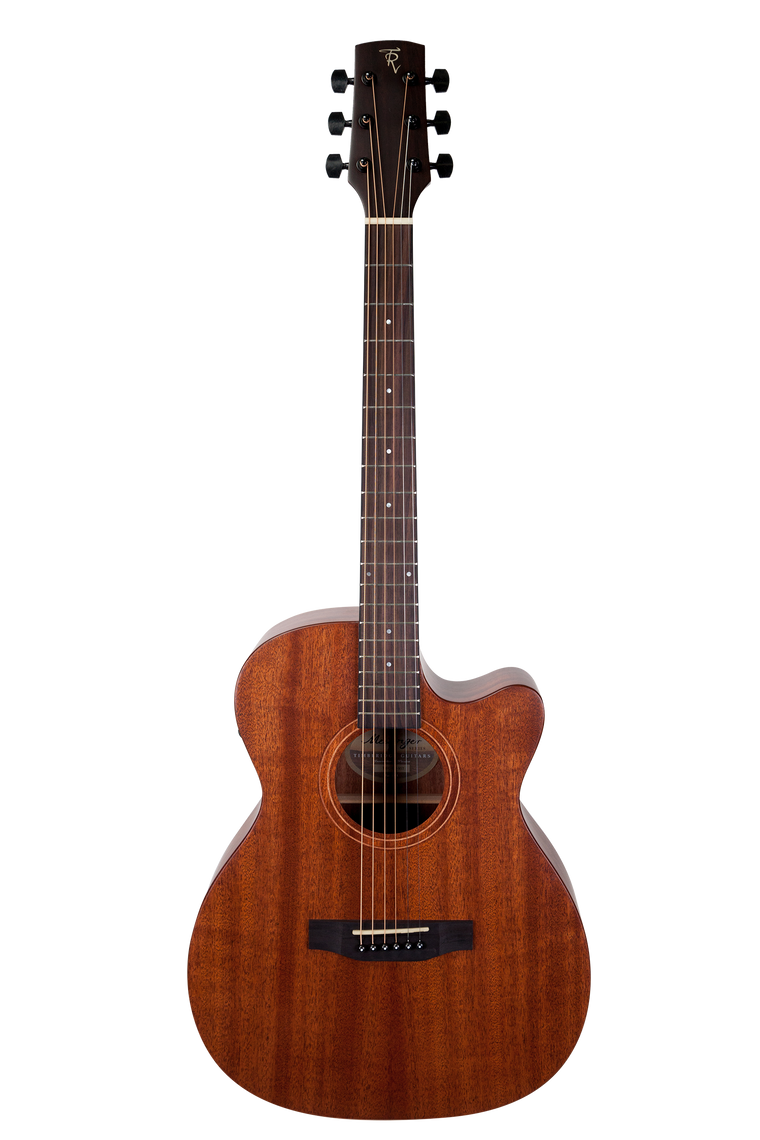 Timberidge Mahogany Solid Top Acoustic Electric Small Body Cutaway Guitar (Natural Satin)