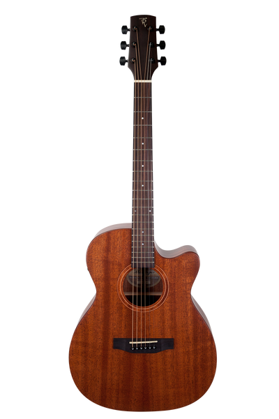 Timberidge Mahogany Solid Top Acoustic Electric Small Body Cutaway Guitar (Natural Satin)