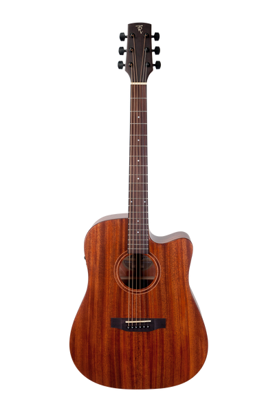 Timberidge 'Messenger Series' Mahogany Solid Top Acoustic-Electric Dreadnought Cutaway Guitar (Natural Satin)