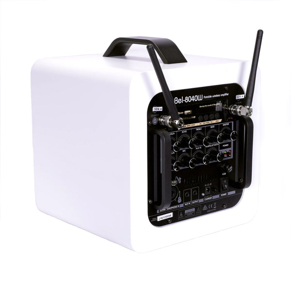 Belcat Compact 40 Watt Two-Channel Rechargeable Wireless PA System (White)